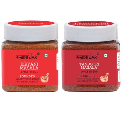 MASALAJAR Biryani Masala & Tandoori Masala Powder | Indian Authentic Biryani & Tandoori Ready Masala (Combo Pack Of 2 -100g Each) | Iron Pounded Spices | No Added Color Or Preservatives | Chulha Roasted.