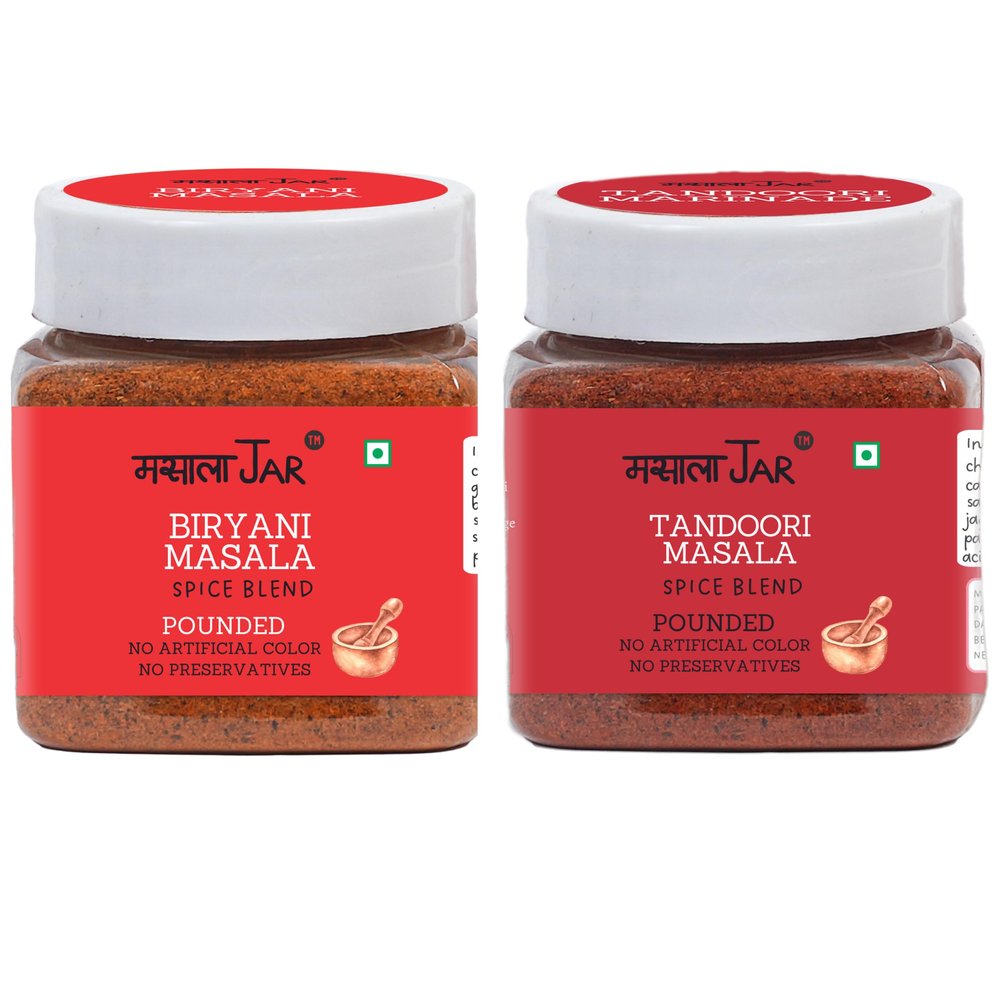MASALAJAR Biryani Masala & Tandoori Masala Powder | Indian Authentic Biryani & Tandoori Ready Masala (Combo Pack Of 2 -100g Each) | Iron Pounded Spices | No Added Color Or Preservatives | Chulha Roasted.
