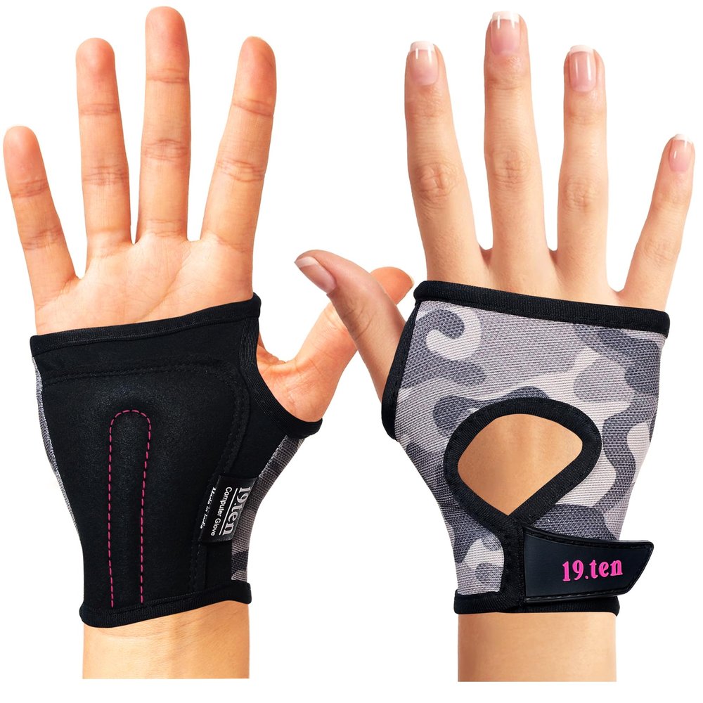 19.ten Women Wrist Spandex Wrist Support Fingerless Gloves for Prevent and Protect Palm from Repetitive Stress Sprain Injuries Pain Relief Carpal Tunnel Brace Gloves (Large, Gray)