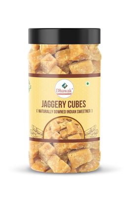 DHAWAK Jaggery Cubes Organic Gud Jaggery cubes Pack of 2 of 500 Grams Total 1Kg Pure, Natural, No Preservatives Added [Jar Pack]
