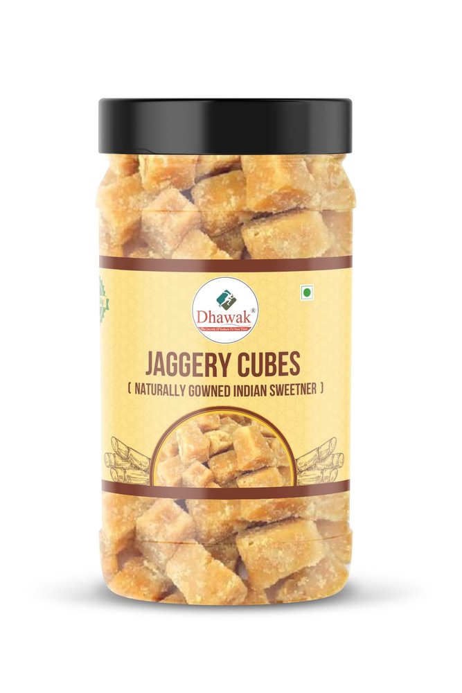 DHAWAK Jaggery Cubes Organic Gud Jaggery cubes Pack of 2 of 500 Grams Total 1Kg Pure, Natural, No Preservatives Added [Jar Pack]