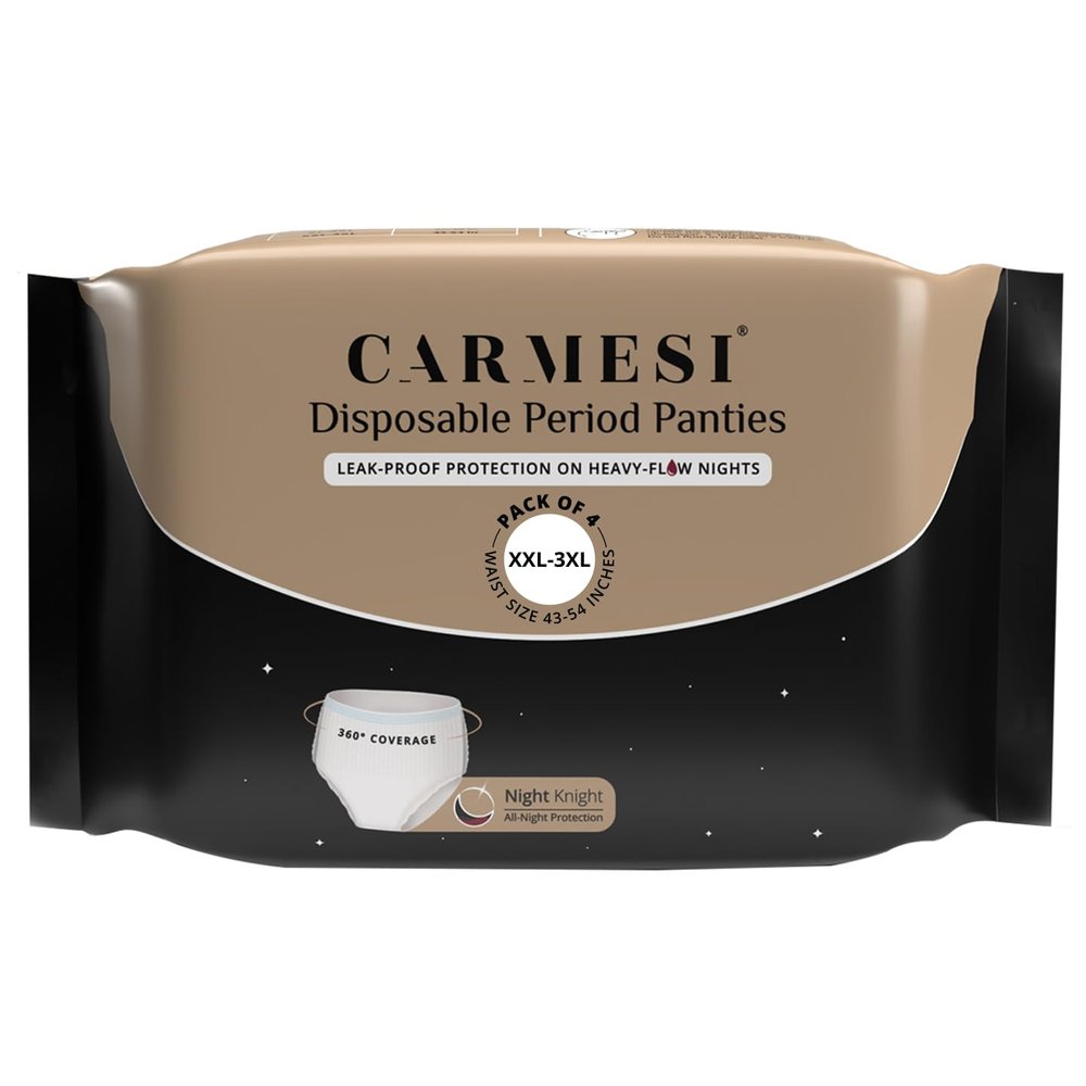 Carmesi Disposable Period Panties for Women - Pack of 4 (XXL-3XL) | 360 Protection for Super Heavy Flow | Leak Proof & No Rashes | Maternity Panties | All Night Protection | Ultra Absorbent Core