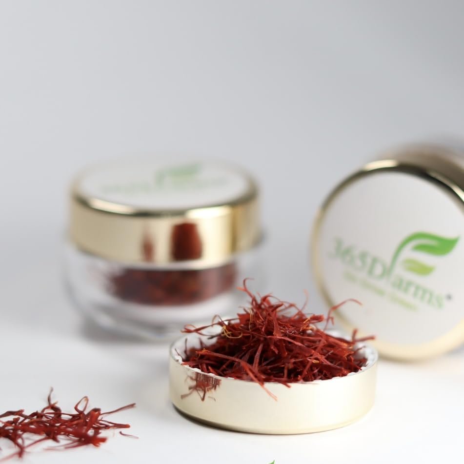 365Dfarms Saffron Original Saffron/Kesar/Keshar A+++ grade for Biryani, Beauty, Pregnancy, Improved Health and Tilak (Pack of 1 (1gram)) | 365 D Farms
