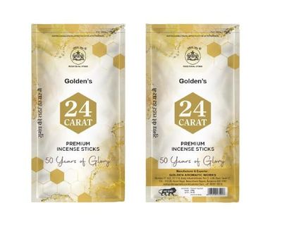 24 Carat Premium 120G AGARBATTI Zipper Pouch Pack of 6 (120G*6) Made with Essential Oil-Premium Fragrance+Made with Women Power-Feel Fresh-Gives You HOLY Feel
