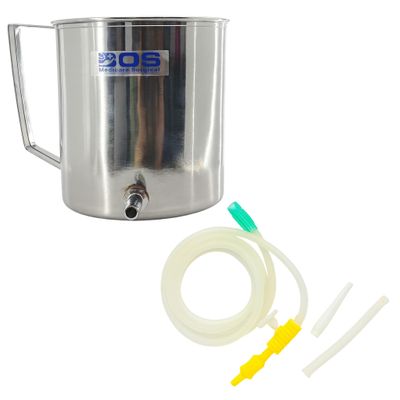 Bos Medicare Surgical Enema Kit Stainless Steel 1000 ML | Deluxe Quality Enema Bag with Nozzle for Colon Cleansing, Detox, Constipation Relief, Reusable & Durable Medical Enema Equipment (Pack of 1)