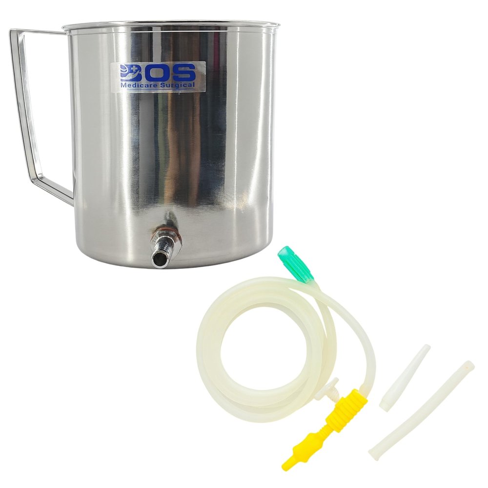 Bos Medicare Surgical Enema Kit Stainless Steel 1000 ML | Deluxe Quality Enema Bag with Nozzle for Colon Cleansing, Detox, Constipation Relief, Reusable & Durable Medical Enema Equipment (Pack of 1)