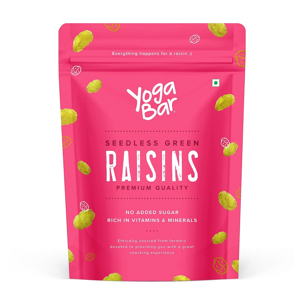 YogaBar Premium Green Raisins 500 grams| Kishmish |100% Fresh Pure Seedless Kismis Raisins|Munakka Dry Fruit|Rich in Iron, Calcium, Vitamin B & Boosts Immunity |Healthy Snacks|Dry Fruit Gift Pack