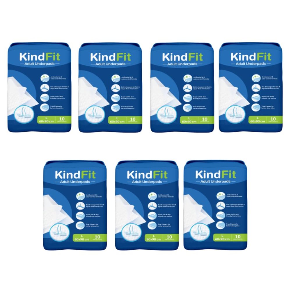 Kindfit Disposable Underpad Sheet (Pack of 70 Pcs, Blue, Size: 60x90 cms) with Super Absorbent Polymer for Bedwetting Protection (70)