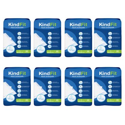 Kindfit Disposable Underpad Sheet (Pack of 80 Pcs, Blue, Size: 60x90 cms) with Super Absorbent Polymer for Bedwetting Protection (80)