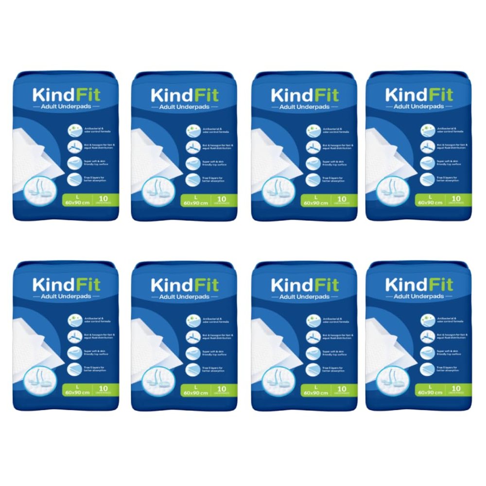 Kindfit Disposable Underpad Sheet (Pack of 80 Pcs, Blue, Size: 60x90 cms) with Super Absorbent Polymer for Bedwetting Protection (80)
