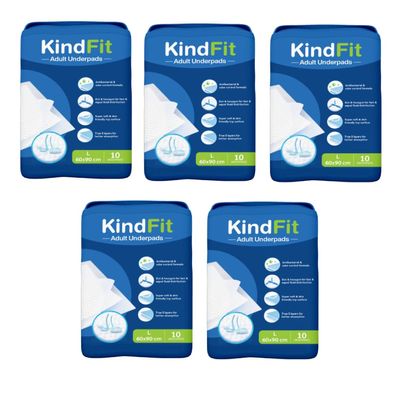 Kindfit Disposable Underpad Sheet (Pack of 50 Pcs, Blue, Size: 60x90 cms) with Super Absorbent Polymer for Bedwetting Protection (50)