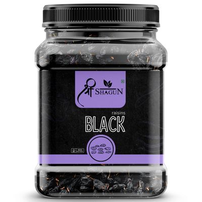 SHAGUN Premium Afghani Seedless Dried Black Raisins 500 gm Delicious and Healthy Snack Kali Kishmish Dry Grapes Organic Munakka Dry Fruits (Pack of 1)