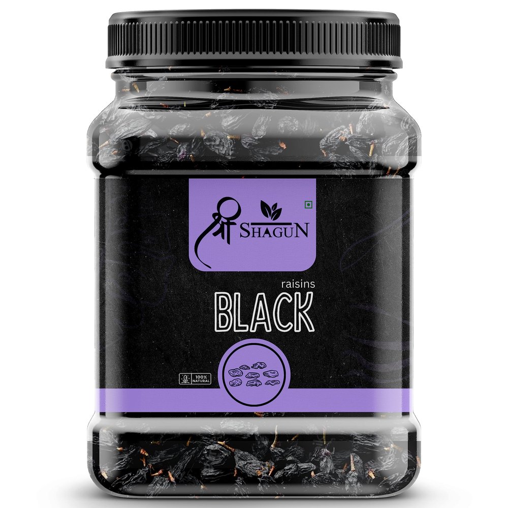 SHAGUN Premium Afghani Seedless Dried Black Raisins 500 gm Delicious and Healthy Snack Kali Kishmish Dry Grapes Organic Munakka Dry Fruits (Pack of 1)