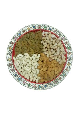BELLANUTS Dry Fruits Gift Pack Tray (PNS-02) 800g I Cashews, Almonds, Pistachios and Raisins in a Fancy Decorative Tray