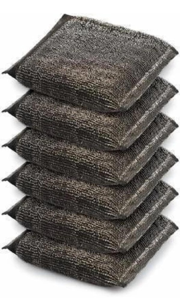 Foam Pad Sponge and Plastic Scrub Pads Foam Pad Sponge Scourer Kitchen Scrubber for Dish,Utensils,Tiles Cleaning Scrubber (Pack of 6, Black)