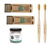 Shunyam Sustainable Oral Care Kit  2 Bamboo Toothbrushes 2 Tongue Cleaners 60 Peppermint Toothpaste Tablets Upcycled Travel Pouch| Eco-Friendly Zero Waste Travel Dental Hygiene Set view 1