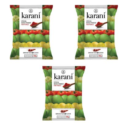 Aachar Spl Mirch Powder, Chilli Powder for Pickles, Chilli Powder Made With Byadgi, Guntur and Warangal Bamboo Chilli, No Added Flavour, Colour or Preservatives - 1.5 Kg (Pack of 3 - Each 500 Gms)