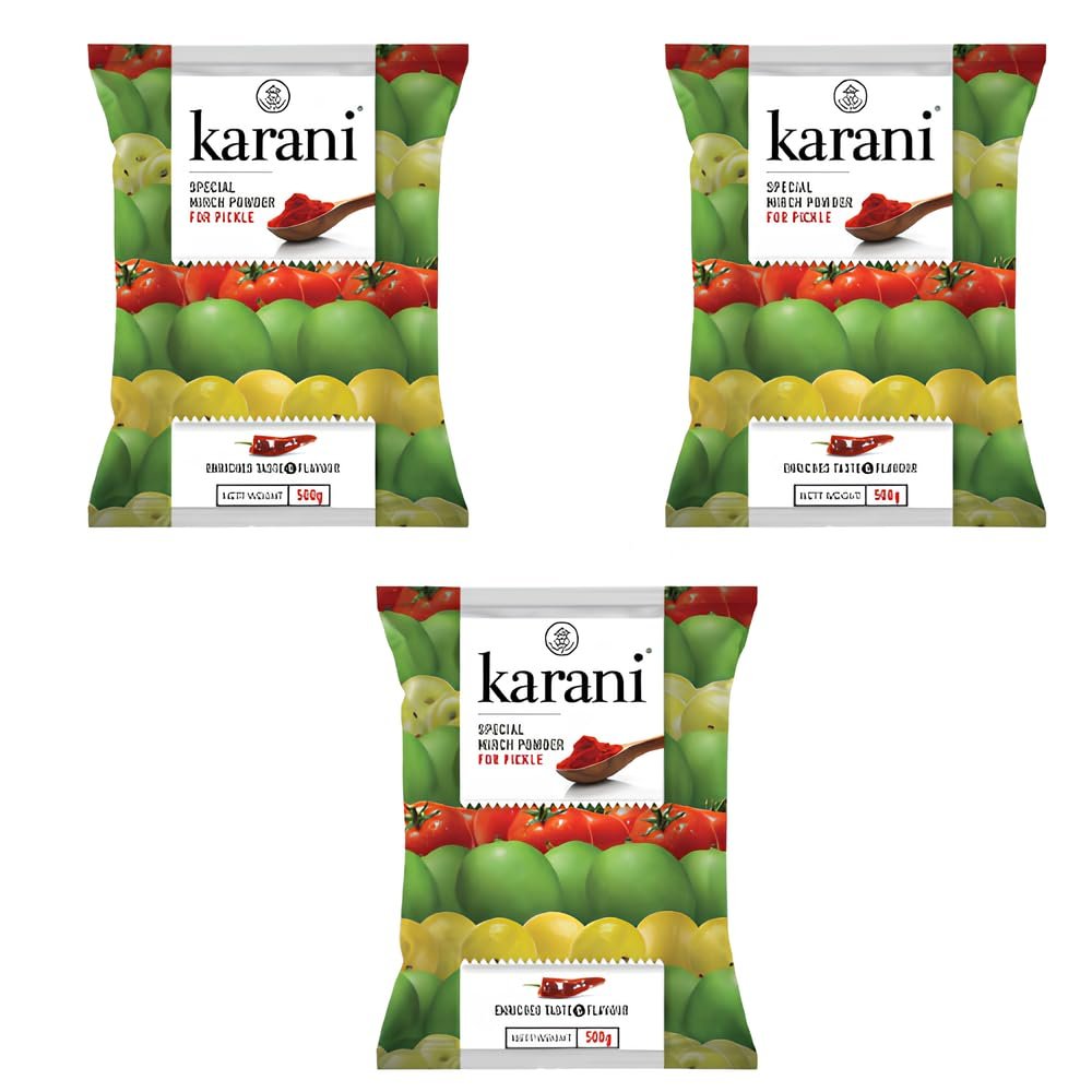 Aachar Spl Mirch Powder, Chilli Powder for Pickles, Chilli Powder Made With Byadgi, Guntur and Warangal Bamboo Chilli, No Added Flavour, Colour or Preservatives - 1.5 Kg (Pack of 3 - Each 500 Gms)