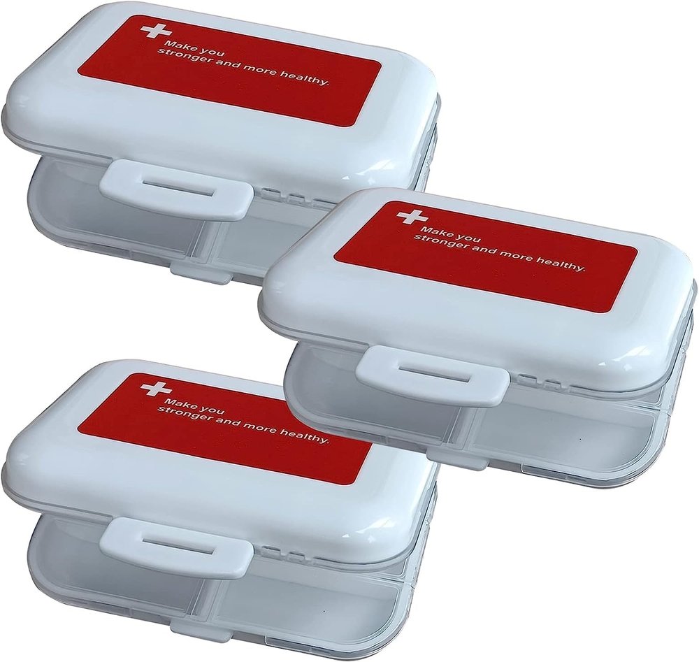 EARTHCONE Portable Medicine Organizer Box Tablets Container Case Travel Pill Box 8 Compartment Medicine Storage Pill Box Mini Pill Holder Splitters Organizers (1Pcs)