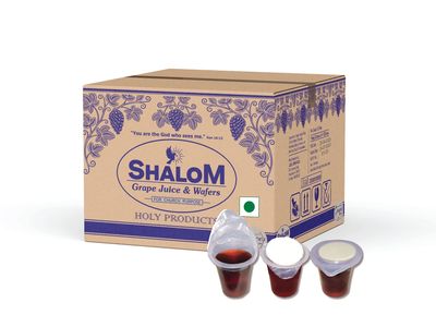 Shalom Grape Juice & Wafer | Pre-Filled Holy Communion Set 375 Cups