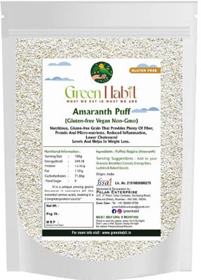 Greenhabit Amaranth puff (Rajgira Puff) | Gluten-free |Vegan|Non GMO| (200 gm pack of 10)