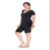 Aquado Women Frock Style Short Sleeve & Knee Shorts Swimwear Swimsuit [Without Pads] (S, Black) view 3
