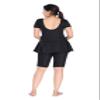 Aquado Women Frock Style Short Sleeve & Knee Shorts Swimwear Swimsuit [Without Pads] (S, Black) view 4