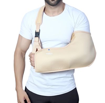 EASEFIT Arm Supporter Arm Sling Pouch Belt with Elbow Support, Arm Immobilizer Brace for Fracture, Sprain, Dislocation and Pain Relief (S, Cream)