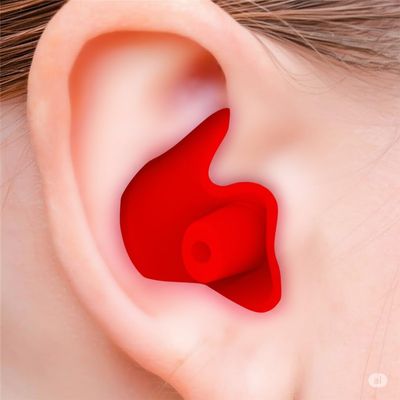 James 2 Pairs Swimming Ear Plugs for Men and Women, with Storage Case, Waterproof Reusable Silicone Ear Plugs for Surfers, Swimmers (Red, One Size)