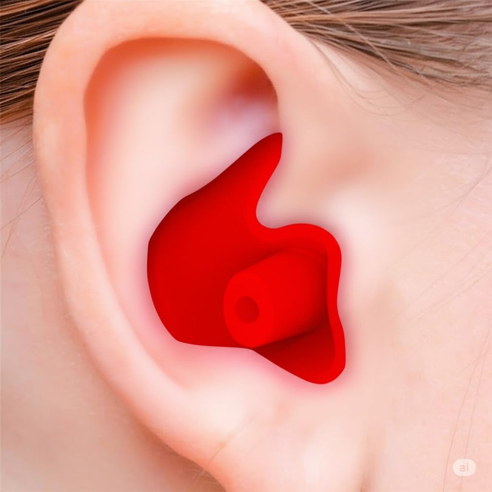 James 2 Pairs Swimming Ear Plugs for Men and Women, with Storage Case, Waterproof Reusable Silicone Ear Plugs for Surfers, Swimmers (Red, One Size)