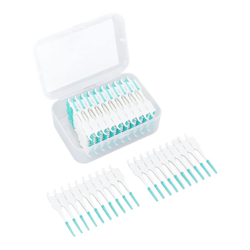 Dental Floss Toothpick Brush, Interdental Massage Brush for Home (Green)