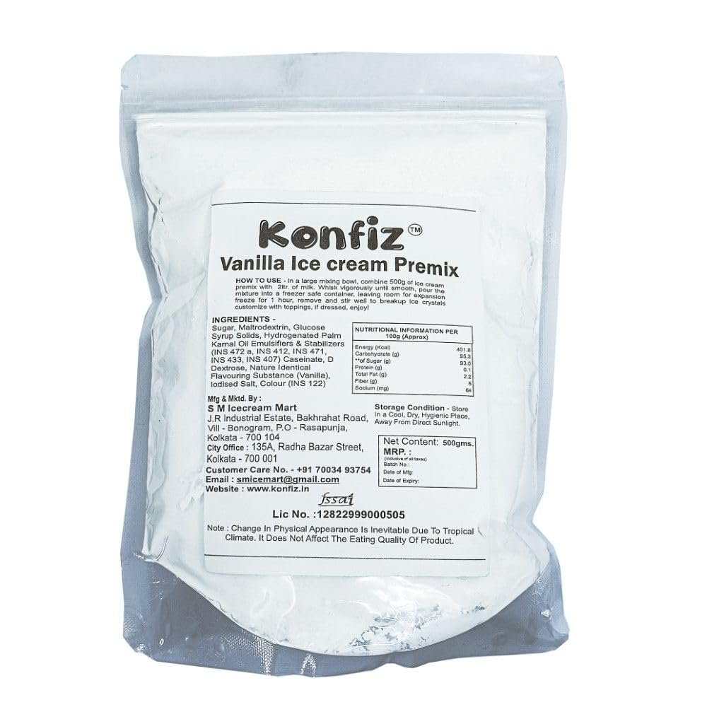 KONFIZ Vanilla Icecream Mix 500gms-Ice cream Mix Powder | For Tasty & Delicious Ice Cream 100g