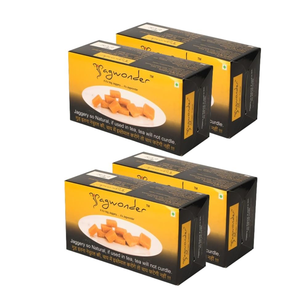 Jagwonder Jaggery Cube(3.4KG) |Pack of 4(850gm each) |The Natural Sweetener & Desi Gur |Organic Grown & Chemical Free |Best Ideal Sugar Cubes for Tea |Pure with No Preservatives Added