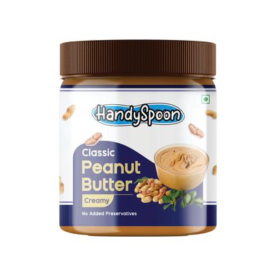 HandySpoon Classic Peanut Butter Creamy 340g | No Added Preservatives | Vegan Plant Based | Cholesterol-Free | Gluten-Free | Zero Trans-Fat | Deliciously Creamy Nut Spread (Creamy)