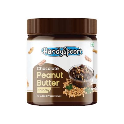 HandySpoon Chocolate Peanut Butter Crunchy 340 grams | No Added Preservatives | Vegan | Cholesterol-Free | Gluten-Free | Indulge in the Perfect Blend of Chocolate and Peanuts (Crunchy)