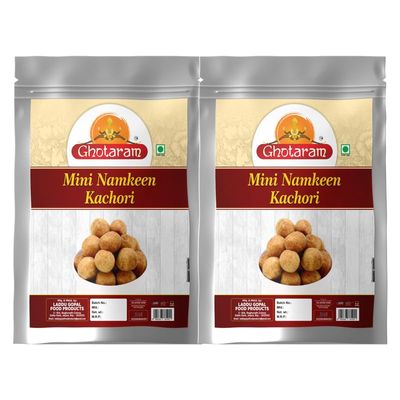 Ghotaram Indore Special Mini Kachaudee/Ready To Eat Namkeen Snack | Small Kachori Box | Yummy Masala Kachauri Namkeen - Tea Snacks - Indian Snacks||Fry in Earthnuts oil-350g*2Pack