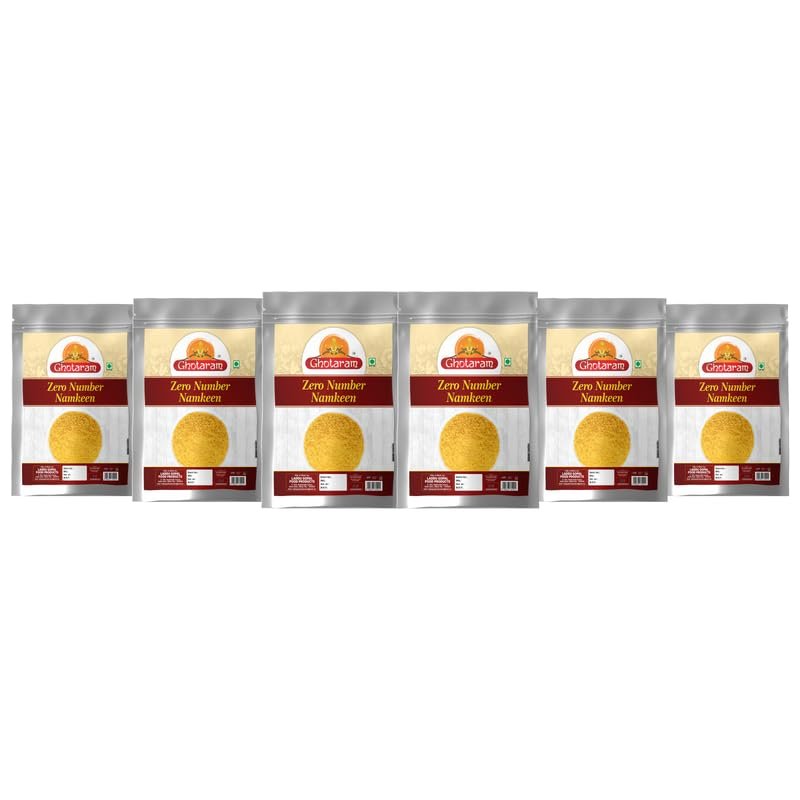 Ghotaram Jamnagar Nylon Sev Namkeen Barik Sev Zero Number Sev Namkin | Aloo Chaat Aloo Tikki Bhelpuri Dahi Vada Golgappa Panipuri Papri Chaat Sev Puri Samosa Chaat Sev Namkeen-900g*6Pack