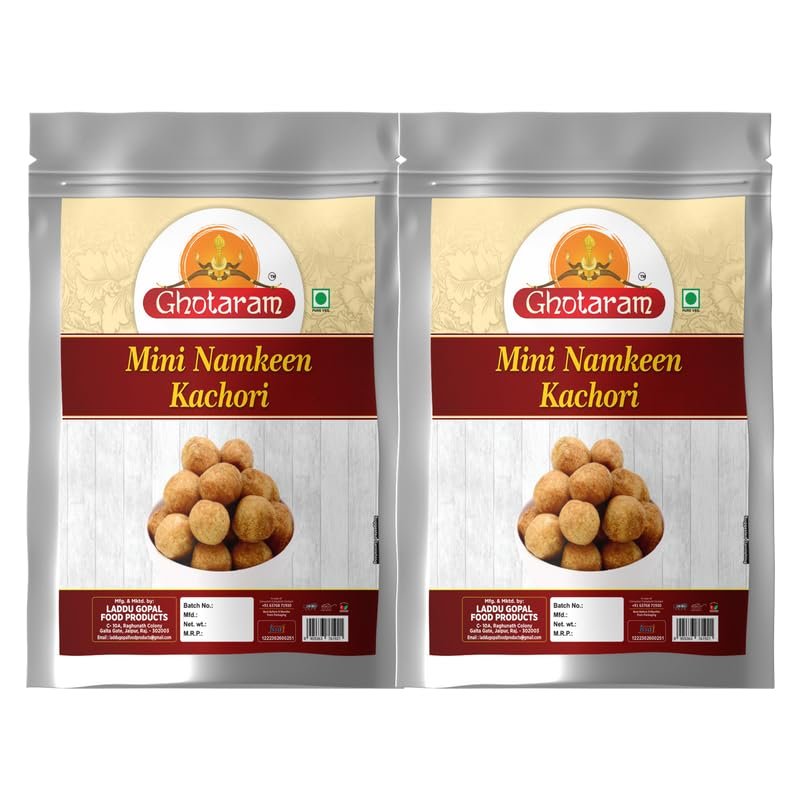 Ghotaram Indore Special Mini Kachaudee/Ready To Eat Namkeen Snack | Small Kachori Box | Yummy Masala Kachauri Namkeen - Tea Snacks - Indian Snacks||Fry in Earthnuts oil-420g*2Pack