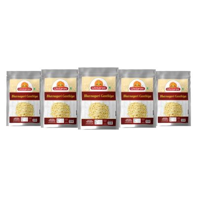 Ghotaram Malwa Suryapur Bhavnagari Gathiya Namkeen | Bhavnagri Gathiya - Fried Gram Flour Sticks, Carom Seeds | Ganthiya Made in Groundnut Oil Festive Favourite Lite Savoury Snack-1Kg*5Pack