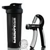 Adjustable Hand Gripper Forearm Exerciser with 500ml Protein Gym Shaker. Protein Bottle/Water Bottle/Forearm Exerciser/Finger Exerciser(Pack of 2) (Grey) view 1