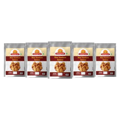 Ghotaram Indore Special Mini Samosa/Indian Food/Ready To Eat Namkeen Snack | Small Samosa Box | Masala Liliput Samosa Namkeen - Tea Snacks - Indian Snacks||Fry in Earthnuts oil-1Kg*5Pack