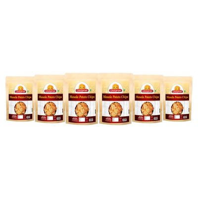 Ghotaram Red Chilli Potato Chips Spicy | Potato Chips Sprinkled Salt Masala | Aloo Chips Low Fat Masala |Party Snacks Tea Time/Papdi Aalu Chips Spicy Tangy Blended with Red Chilli-1Kg*6Pack