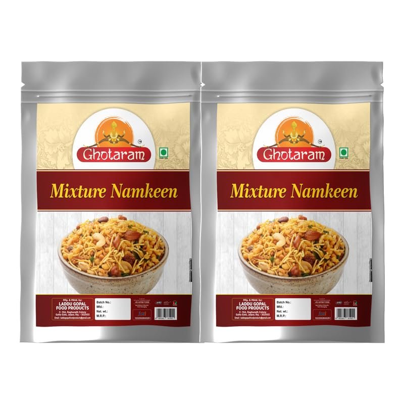 Ghotaram Crsipy Madras Munchi Mix Farsan Besan Sev Peanuts, Boondi, Dry Fruits Spicy Mixture Made in South Indian Style | Bachcho Ka Favourite Tasty Yummy Snack Made In Groundnut Oil-350g*2Pack