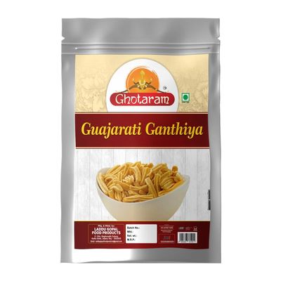 Ghotaram Gandhinagar Makhania Gathia | Makhania Gathiya Special Besan Ajwain Soft Sticks Gathiya Farsan | Made In Groundnut Oil Anytime Healthy Snack | Ready to eat Namkeen-350g*1Pack