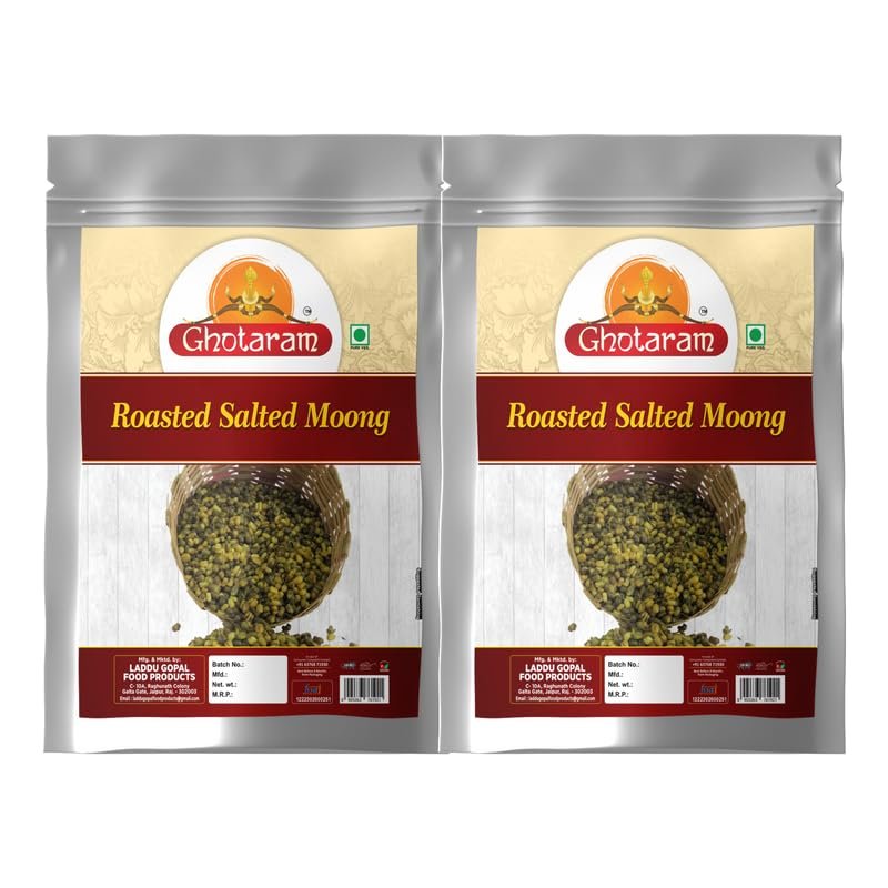 Ghotaram Suryapur Authentic Roasted Maash Green Moong Namkeen Snack | Sprouted Roasted Mung Bean Green Gram Namkeen Snack | Ready to Eat Party Savoury Snack Healthy Diet Snack-1Kg*2Pack