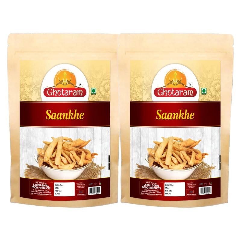 Ghotaram Organic Namkeen Gujrati Namkeen Snack Saloni | Mathri Fresh Crispy Breakfast Matthi | Homemade Classic Indian Mathri Snack Perfect for Tea Time or Anytime Snacking-350 grams*2Pack
