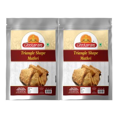 Ghotaram Hand Made Healthy Preservatives Free Evening Tea Time Snacks Namkeen Crispy Ready to Eat Lachaa Papdi Mathi/Mathri for Occasion, Festival/Bhalla Puri Dahi Papri-900g*2Pack