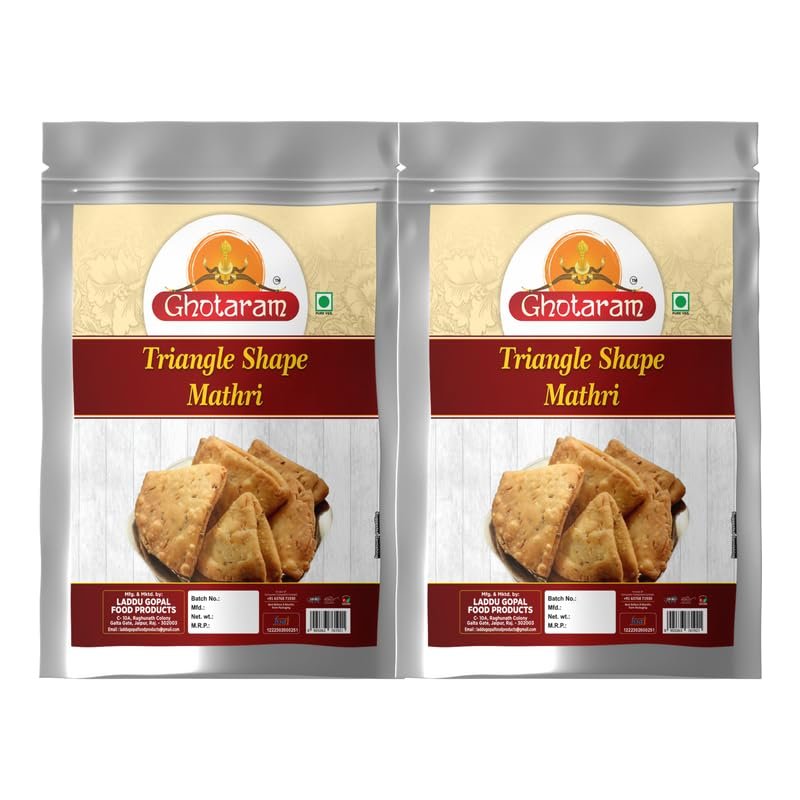 Ghotaram Hand Made Healthy Preservatives Free Evening Tea Time Snacks Namkeen Crispy Ready to Eat Lachaa Papdi Mathi/Mathri for Occasion, Festival/Bhalla Puri Dahi Papri-900g*2Pack