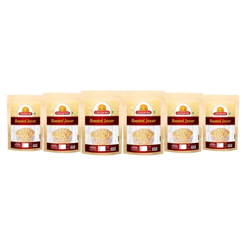 Ghotaram Roasted Diet Snacks Jowar Puffs Sorghum Puffs Pearl Jowar Oil-Free Roasted Namkeen Snack | Travel Friendly Snacks Suitable for Vegetarians Bachcho Ka Favourite Snack-1Kg*6Pack