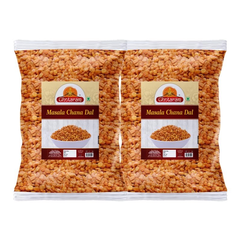 Ghotaram Mahabaleshwar Gluten Free Chatpata Chana Dal Namkeen Crispy Chana Dal Coated with Delicious Masala||Spicy and Flavorful||Favorite Teatime Snack||Made with Groundnut Oil-1Kg*2Pack